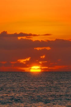 Gorgeous sunset at Akumal Beach, casting vibrant colors over the ocean.