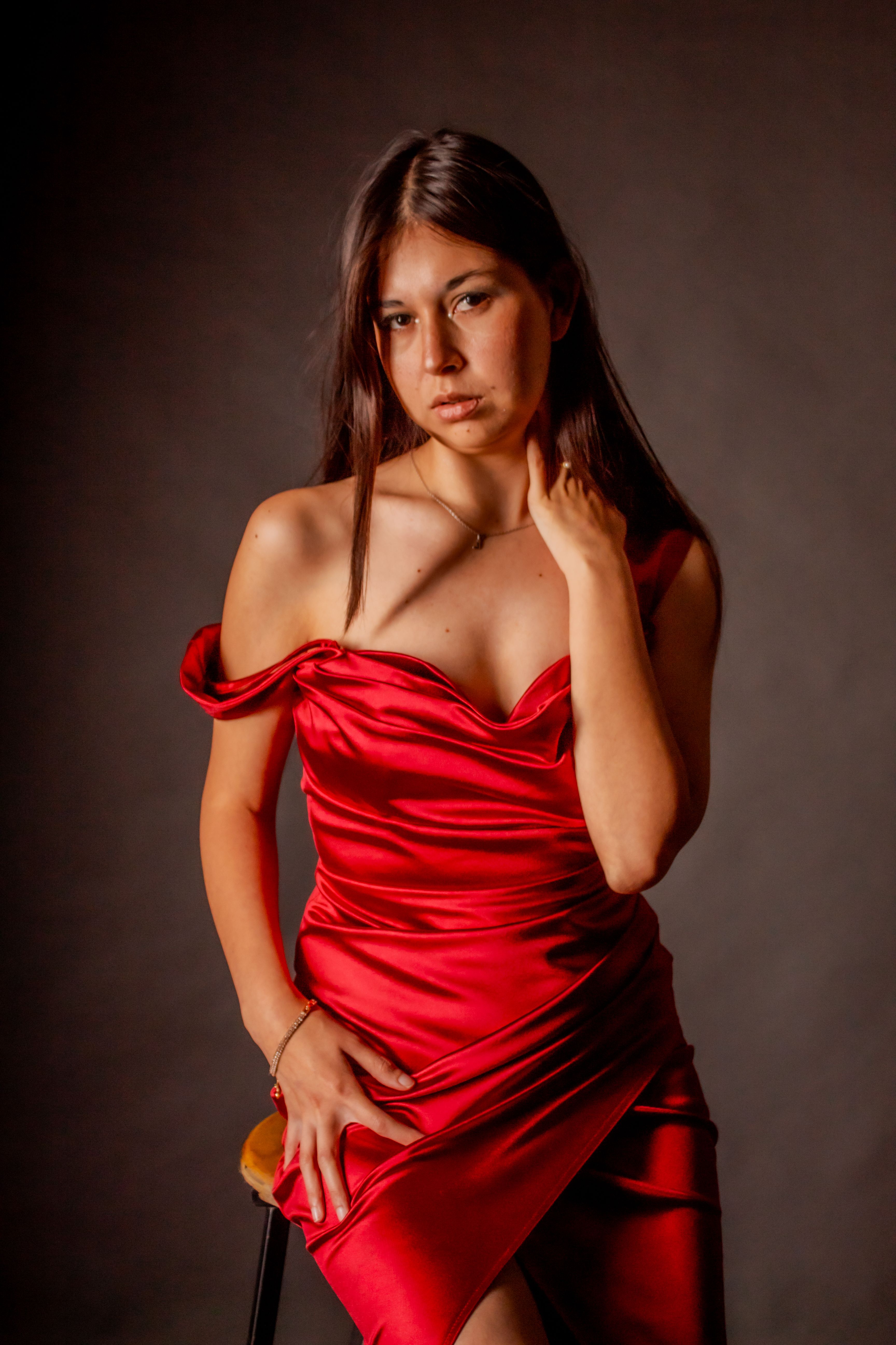 Elegant Woman in Red Dress Portrait · Free Stock Photo