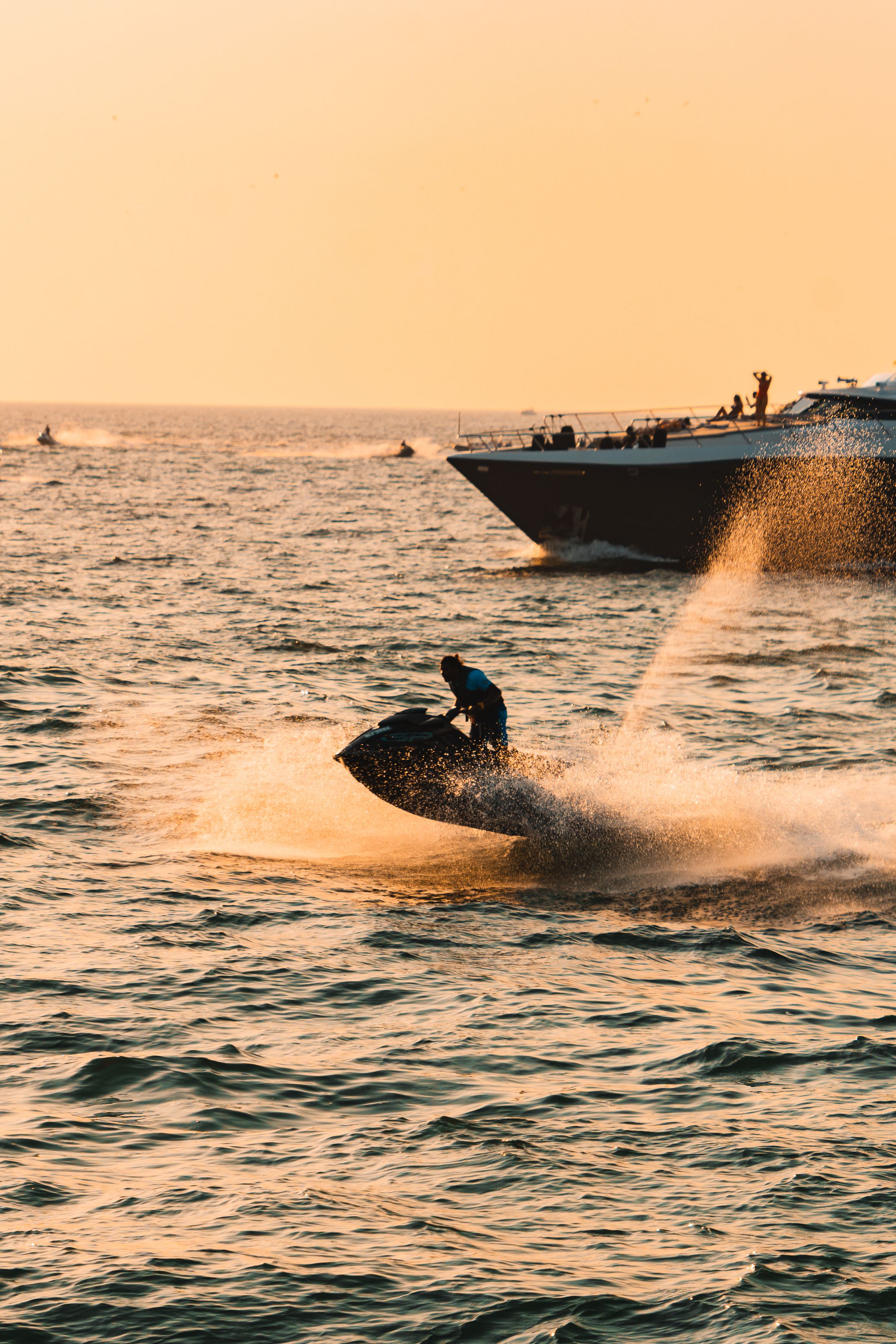 Dubai jet ski experience on the water at sunset