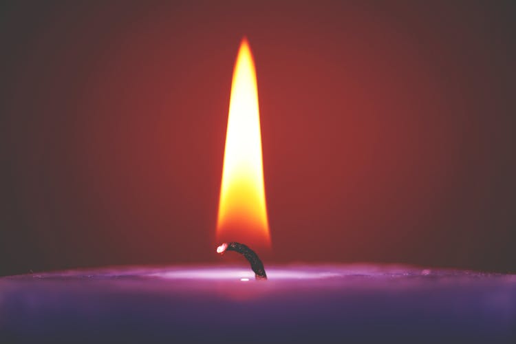 Selective Focus Of Purple Candle