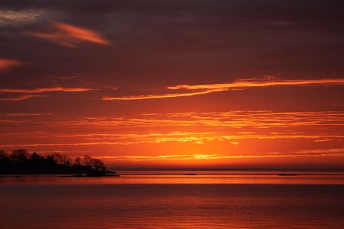 Free Experience a stunning sunrise over Stamford's Cove Island Park, capturing the serene morning glow in Connecticut. Stock Photo