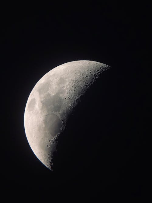 Moon in Dark Night Sky