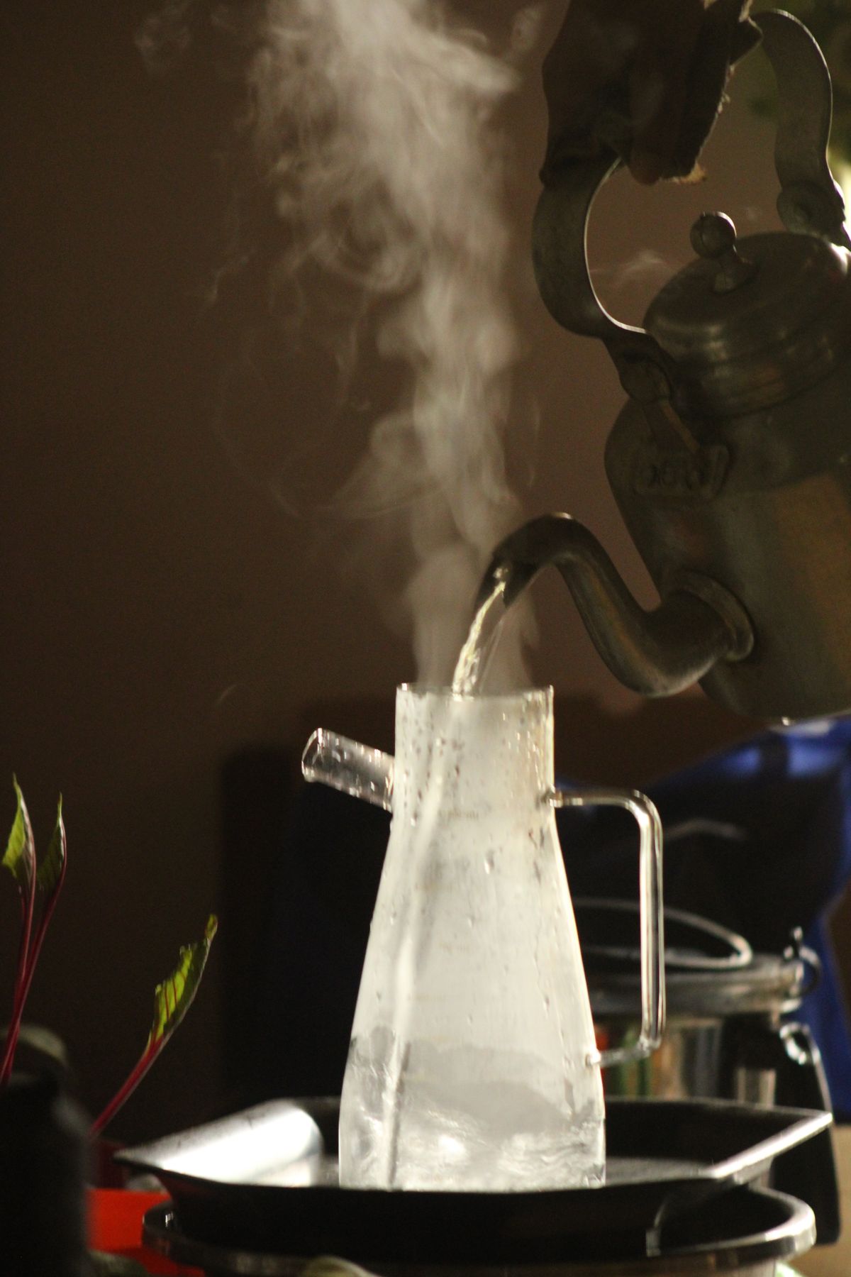 Steaming tea being prepared