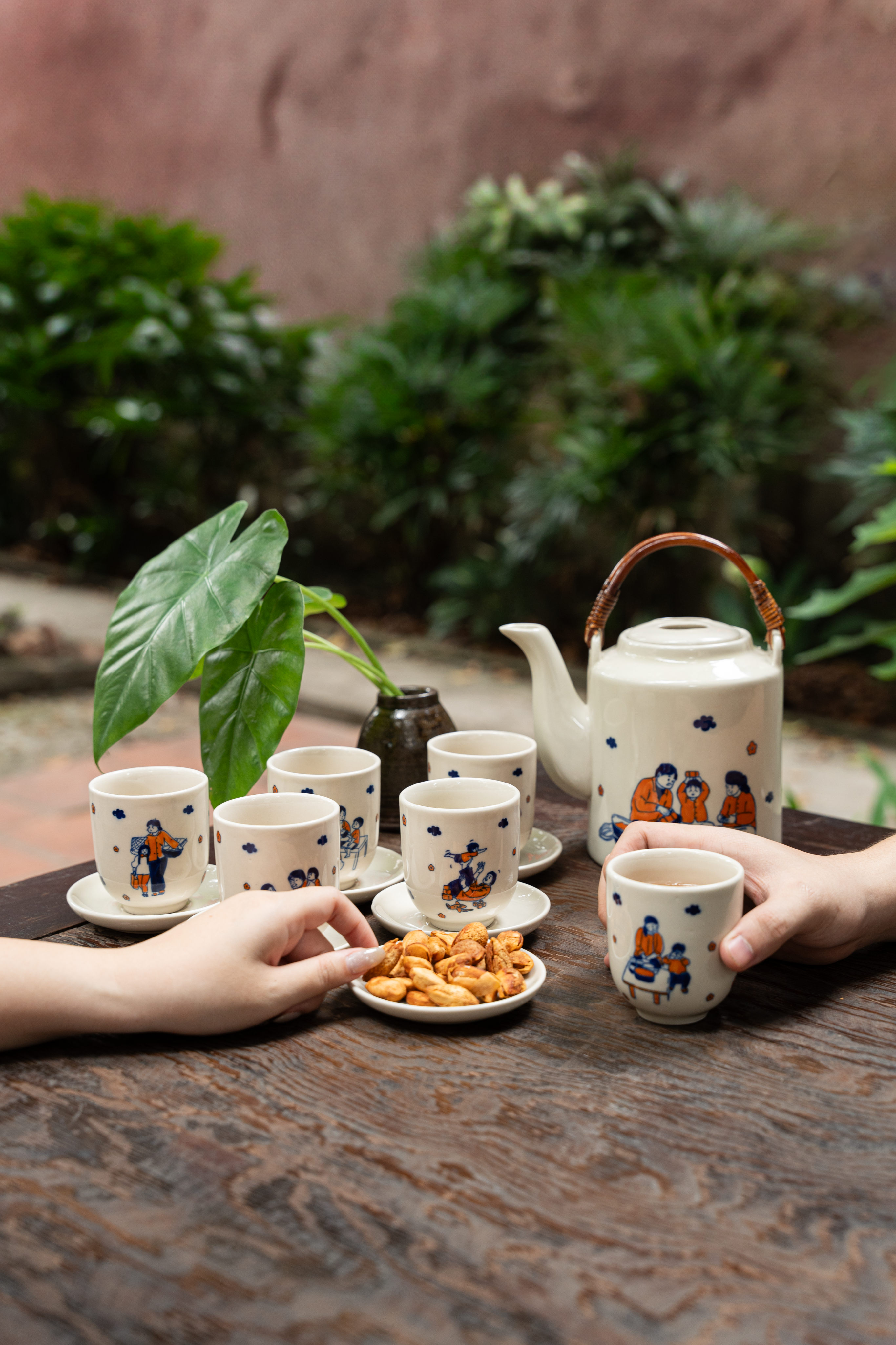 Cozy Outdoor Tea Set Gathering with Snacks · Free Stock Photo
