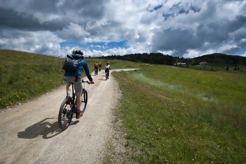 Free Experience a scenic cycling tour through Trentino-Alto Adige's beautiful landscapes. Stock Photo