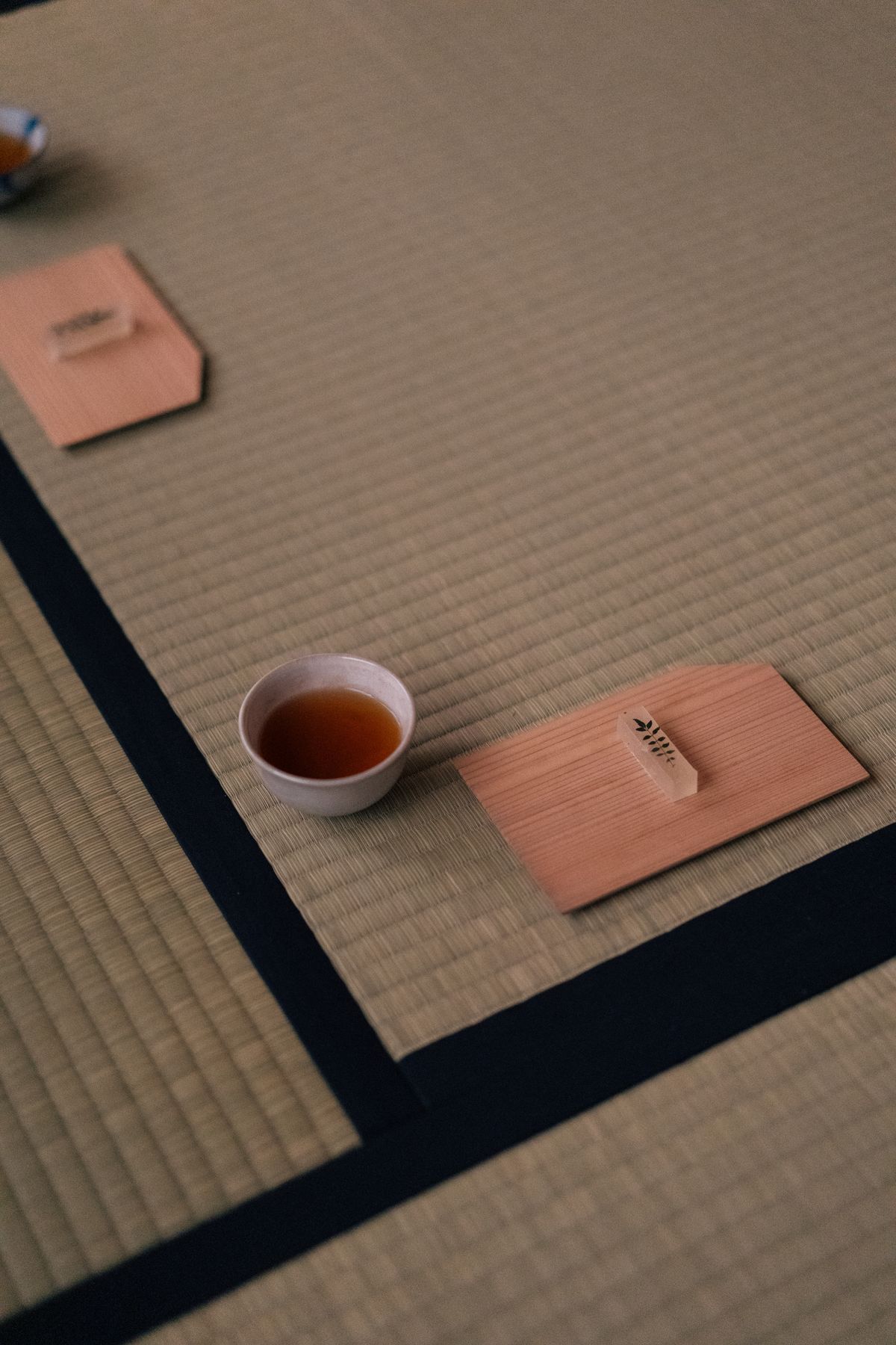 Matcha tea served on a tatami mat at a ryokan