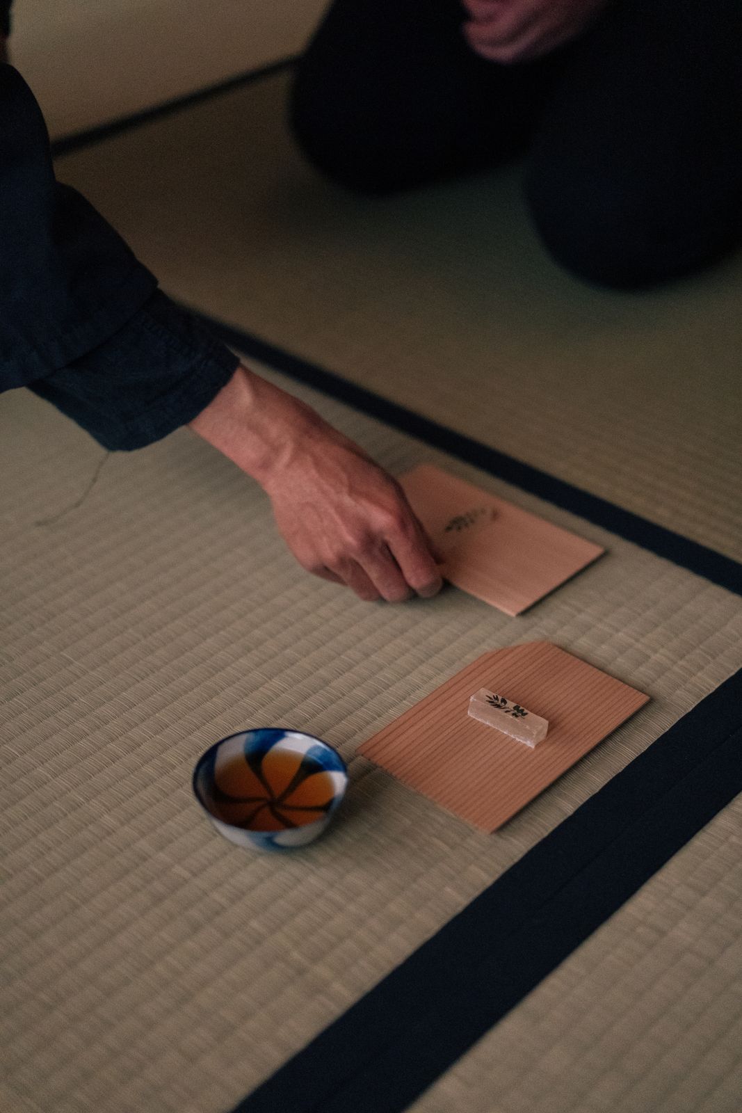 Traditional Japanese tea ceremony on tatami