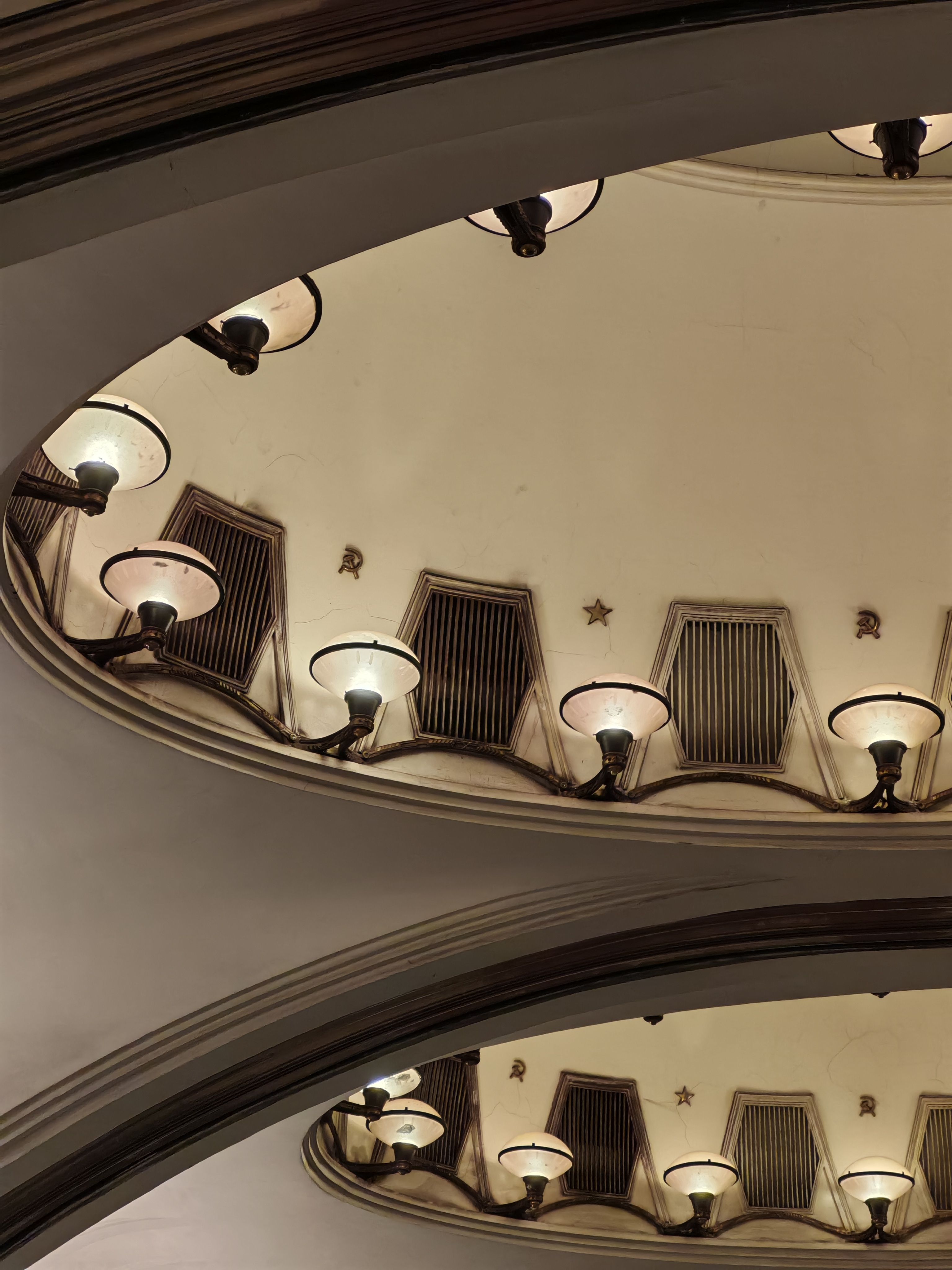 View of an Art Deco ceiling with iconic lighting fixtures, showcasing architectural beauty in Moscow, Russia.. pexels, view, 