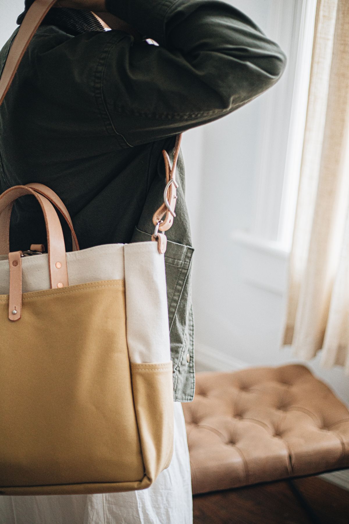 Schlichte handgefertigte Stofftasche als Stilvorbild