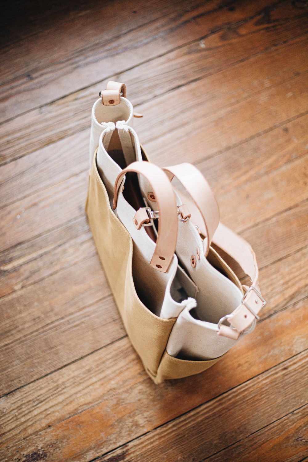 Canvas and leather tote bag suitable for custom branding