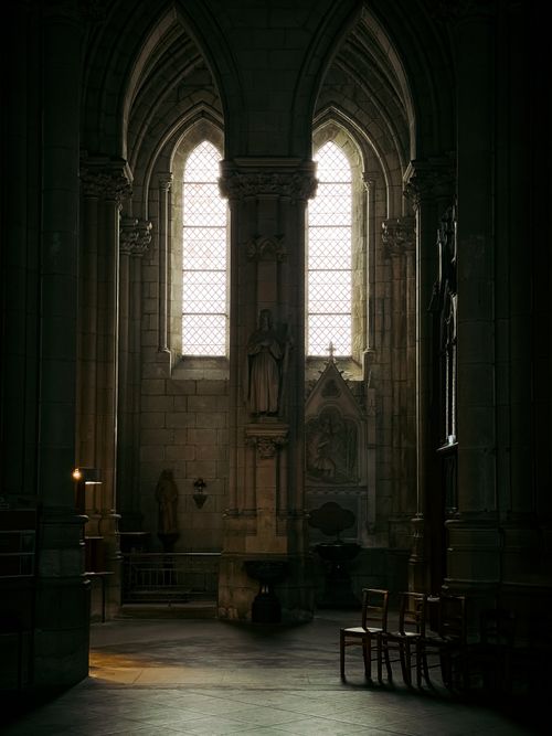 Free Stunning Gothic architecture inside a cathedral in Nantes, France. Stock Photo