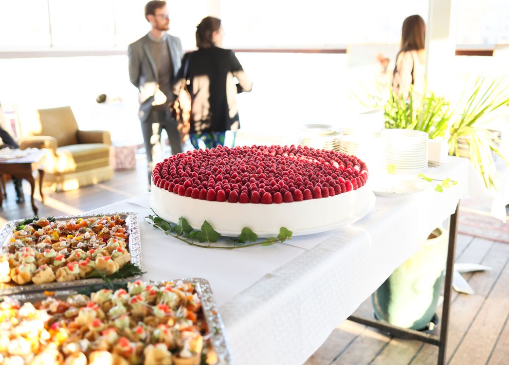 Raspberry Banquette Raspberry Cake on Buffet Table at Event · Free Stock Photo