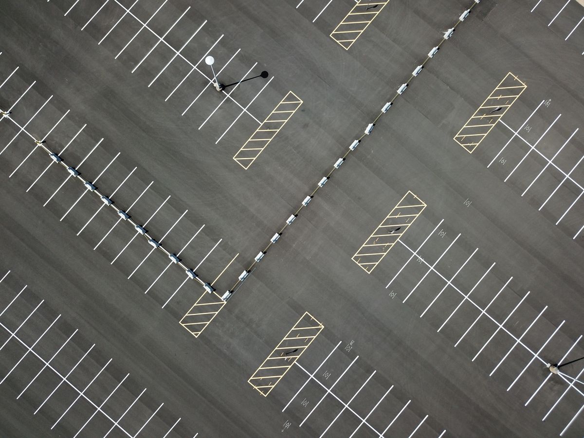 Cracked deteriorating parking lot asphalt