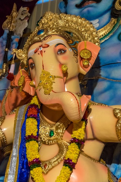 Free Colorful depiction of Lord Ganesha during Ganesh Chaturthi in Mumbai, India. Stock Photo