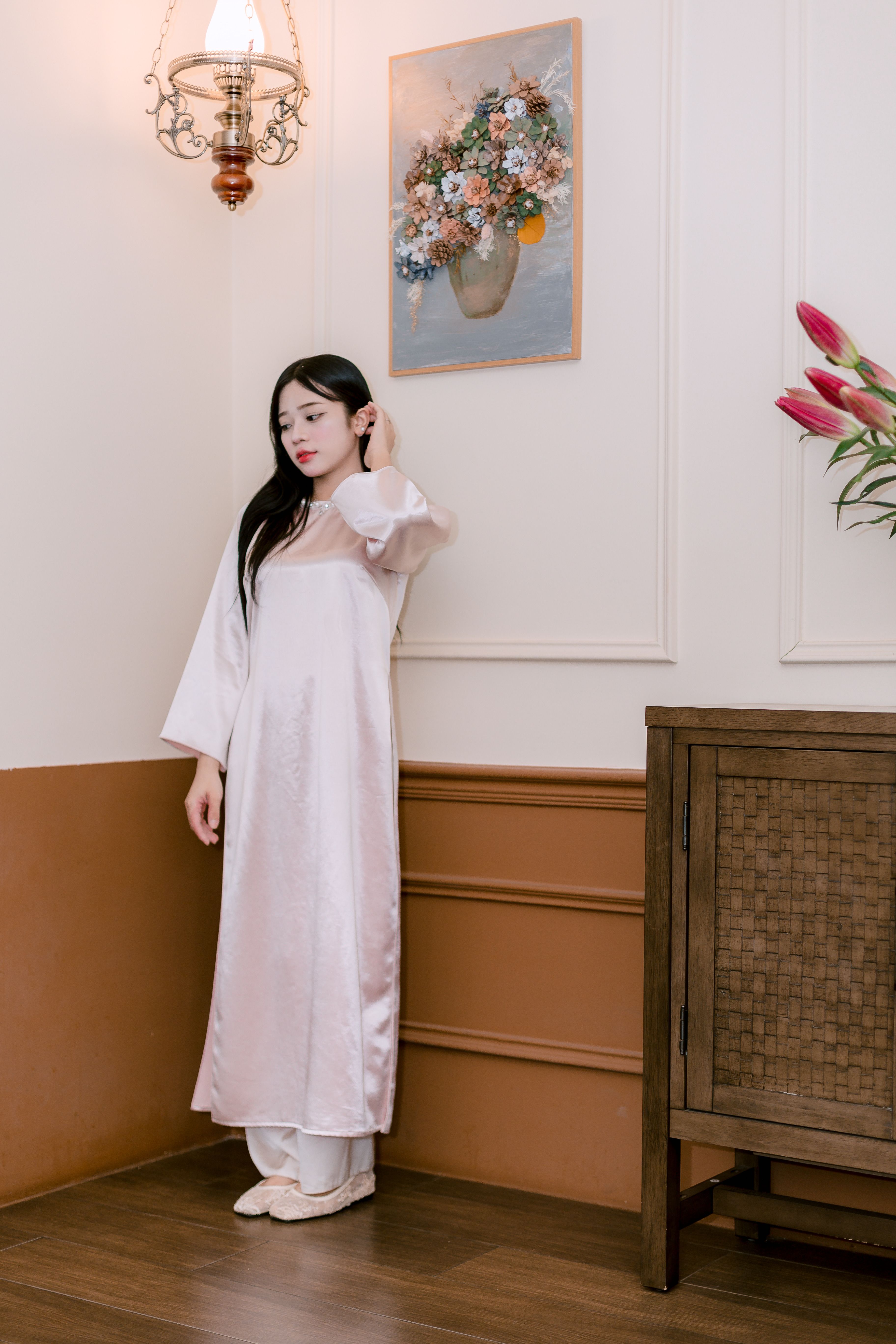 Elegant Woman in Traditional Dress Indoors · Free Stock Photo