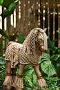 Handcrafted Macrame Horse Sculpture in Tropical Setting