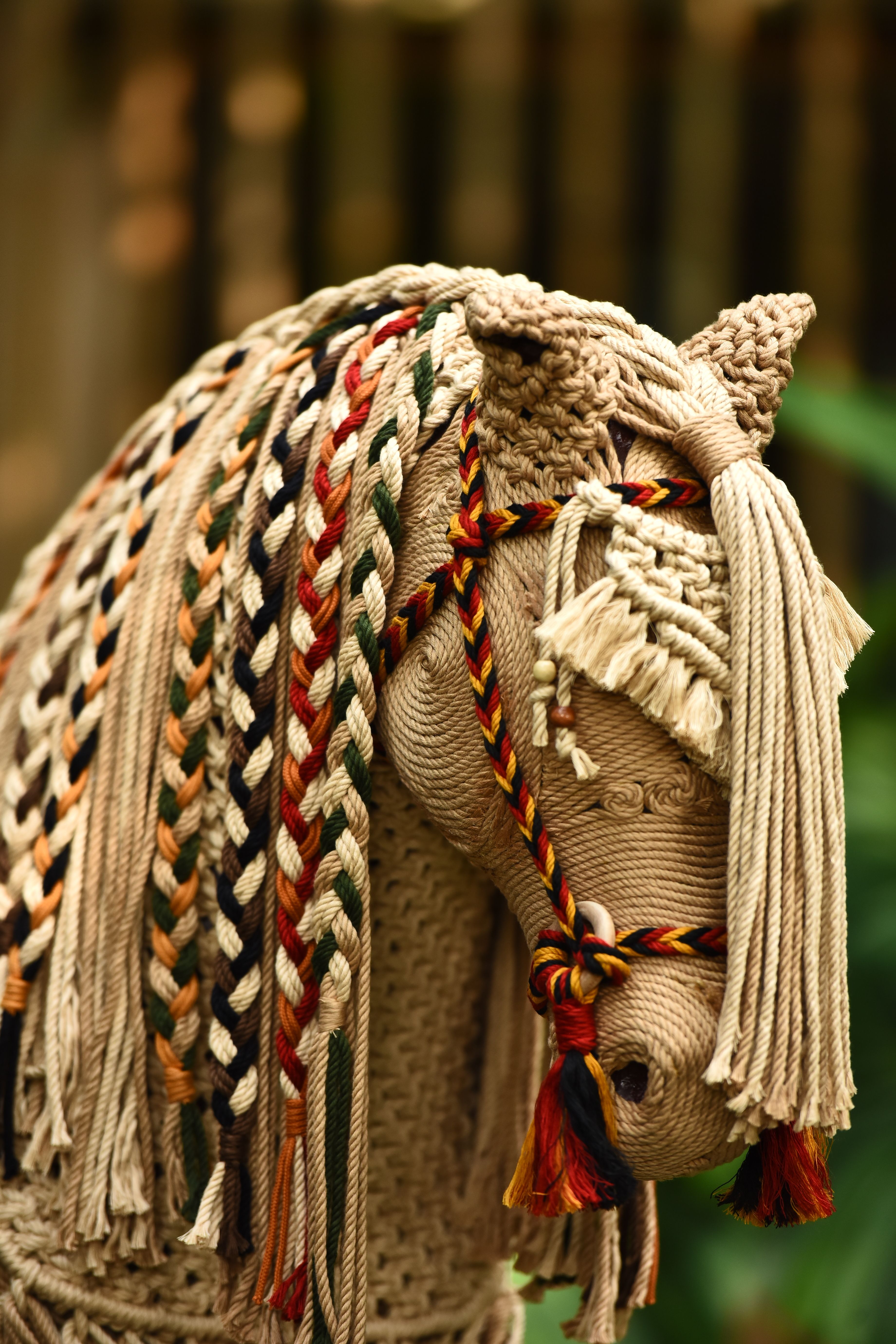 Intricate Macrame Horse Sculpture with Braids · Free Stock Photo