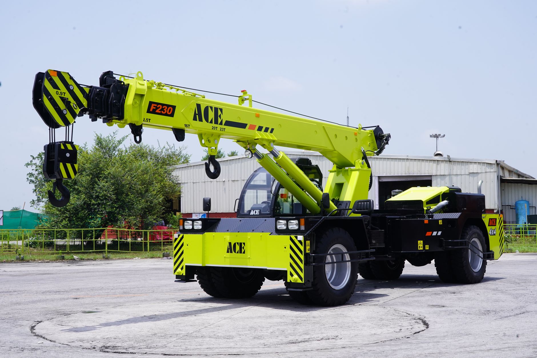 Powerful ACE F230 crane in operation at an industrial site in Faridabad, India.