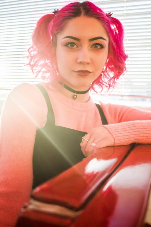 Asian Woman With Pink Hair Free Stock Photo