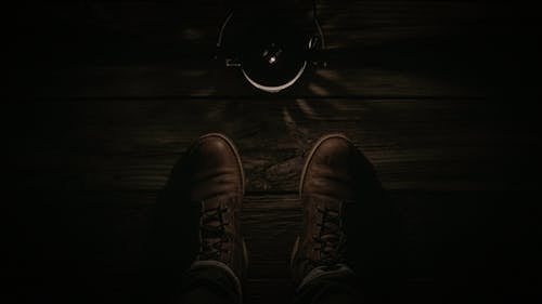 Brown Shoes on Wooden Floor in Dark