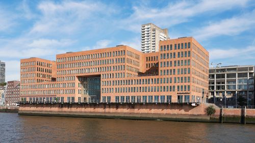 Free Bright view of modern architecture in Hamburg's Hafencity on a sunny day. Stock Photo
