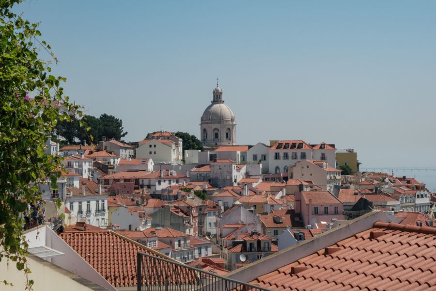 Alfama rooftops with the Panteão dome — Lisbon