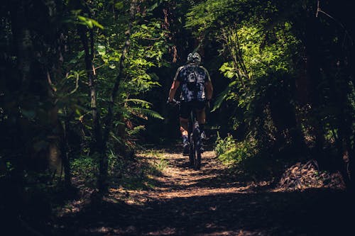 Man riding on a bike trail