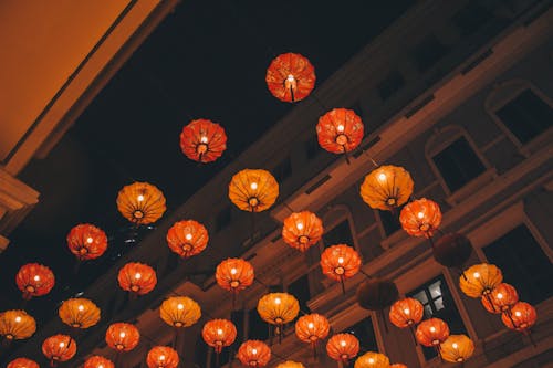 Low Angle Photo of Chinese Lanterns during Nighttime