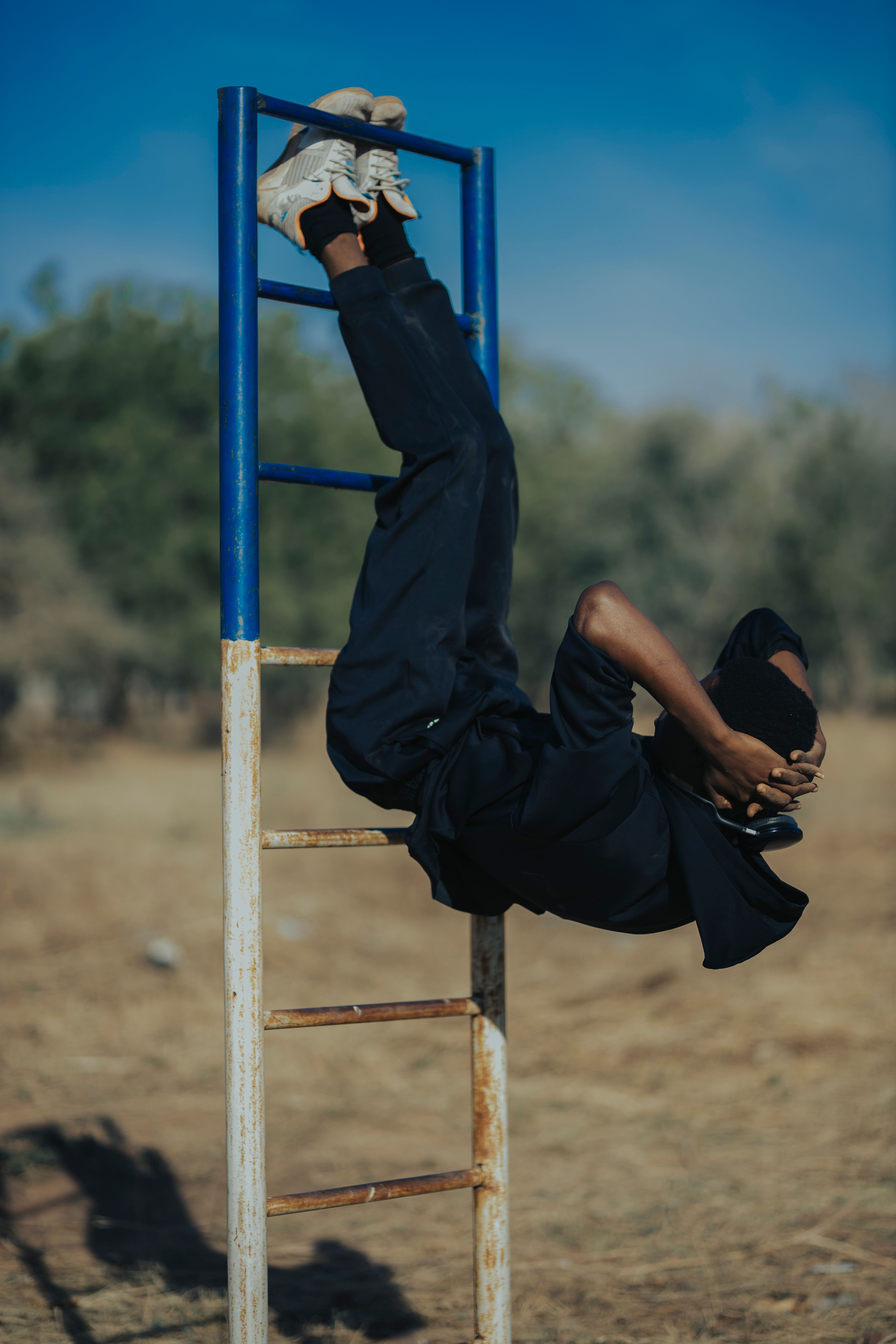 Outdoor Fitness Training: Inverted Ladder Workout · Free Stock Photo