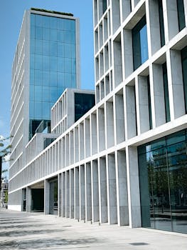 Sleek modern buildings in Aarhus, Denmark, showcasing urban architecture.