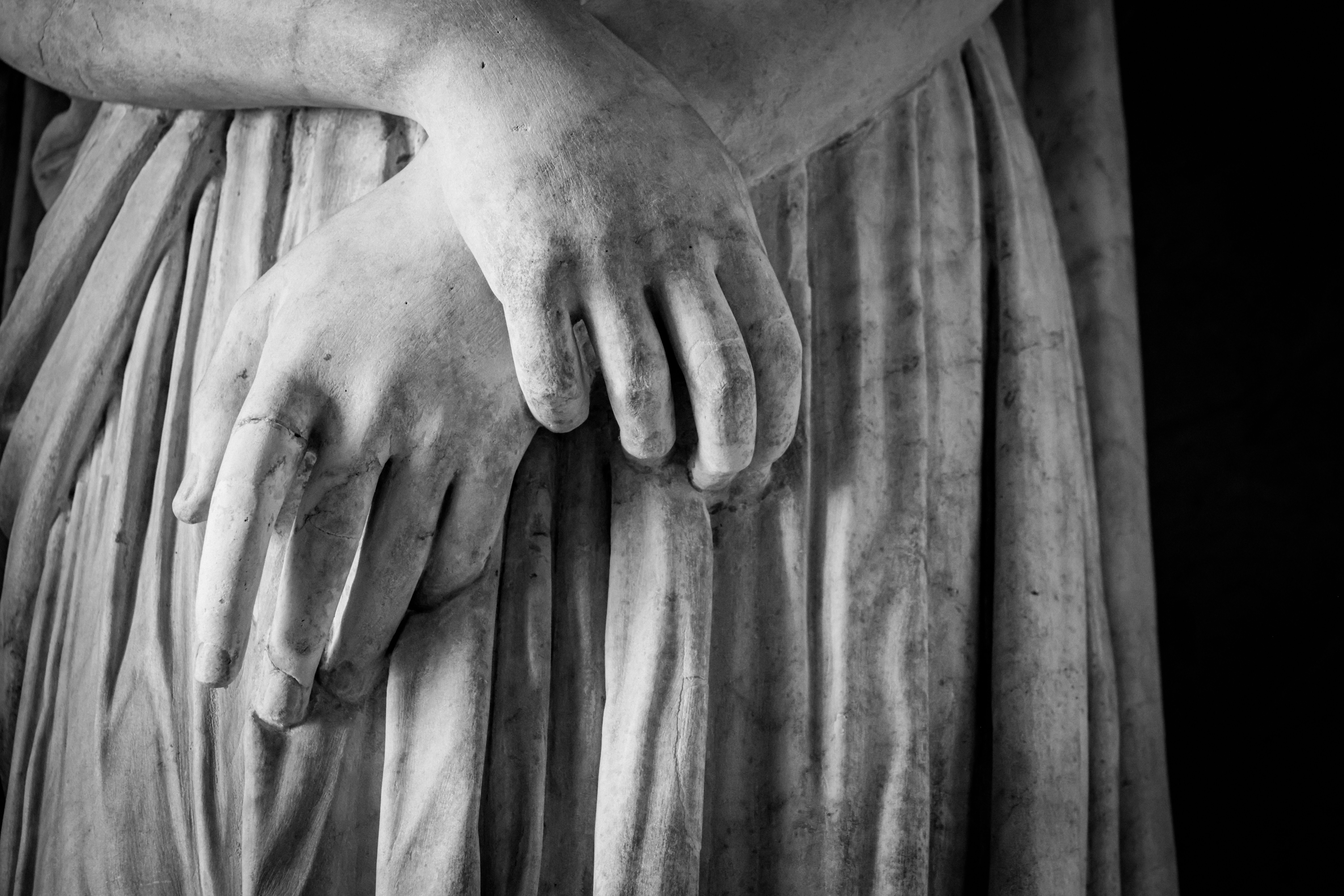 Close-Up of Ancient Marble Hands on Statue · Free Stock Photo