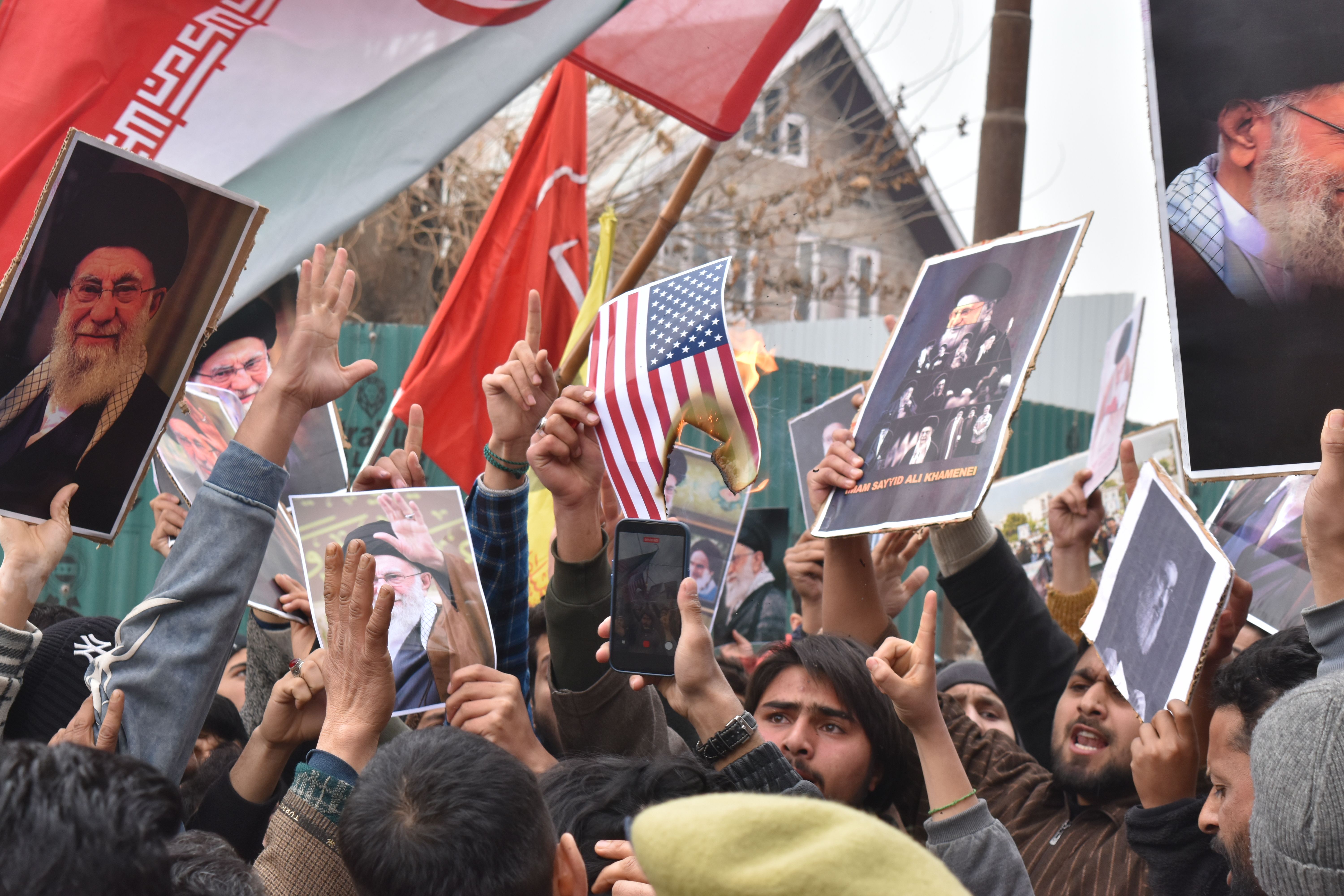 Protestors with Flags and Signs in Demonstration · Free Stock Photo
