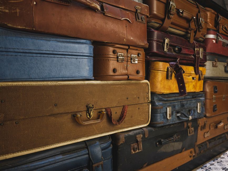 Abandoned suitcase on a baggage carousel at an airport in Egypt