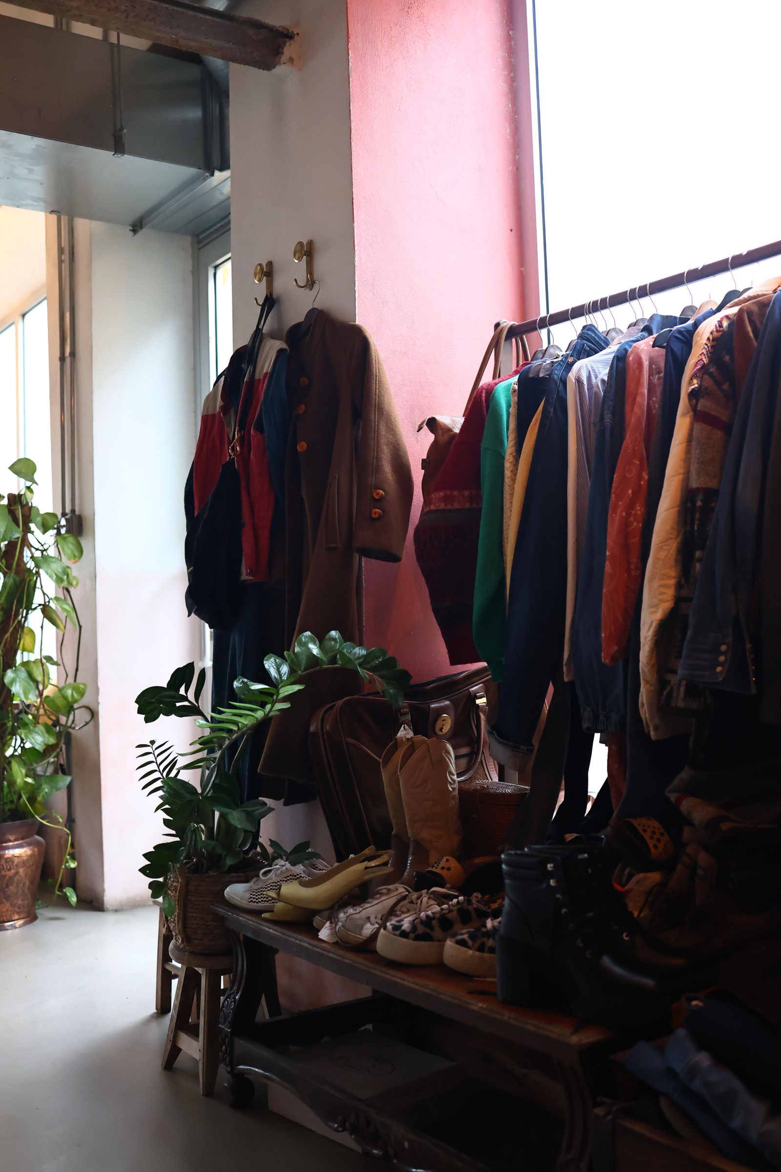 Vintage clothing on a rack