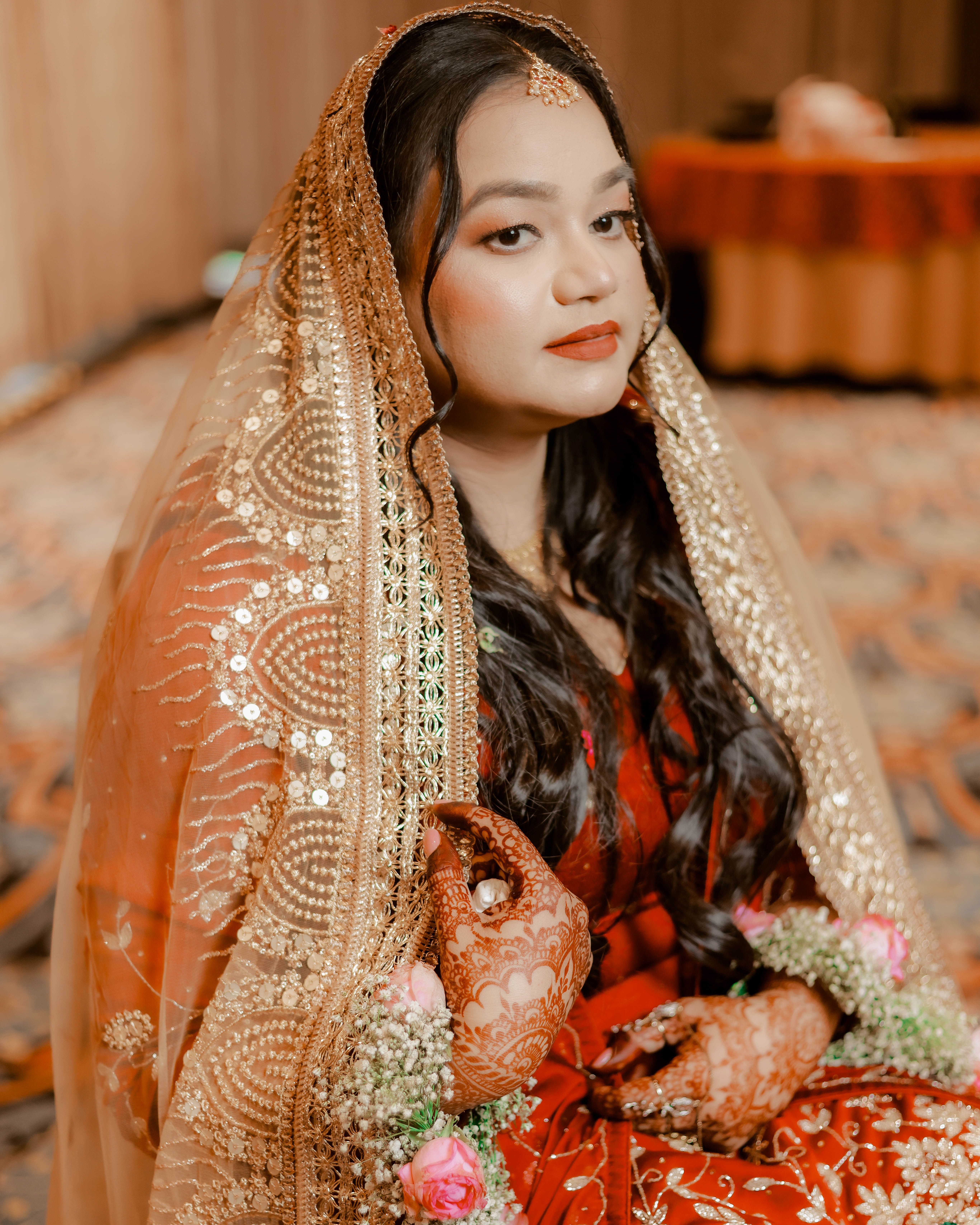 green emerald velvet dress Grand Champagne Gold Reception Bridal Gown (D-01) – Ammara Khan main image 1