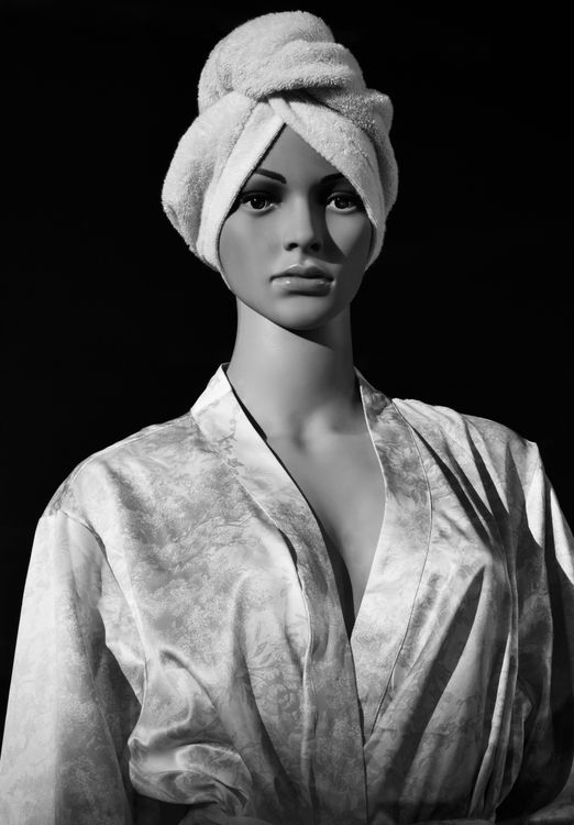 Manequin Robe Elegant Mannequin in Silk Robe with Towel · Free Stock Photo