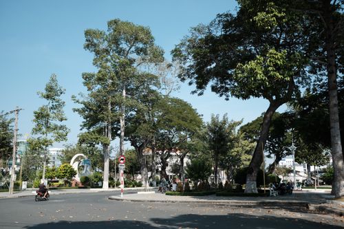 Free A bright sunny day in Bến Tre, Vietnam, showcasing a lush city park with clear blue skies. Stock Photo