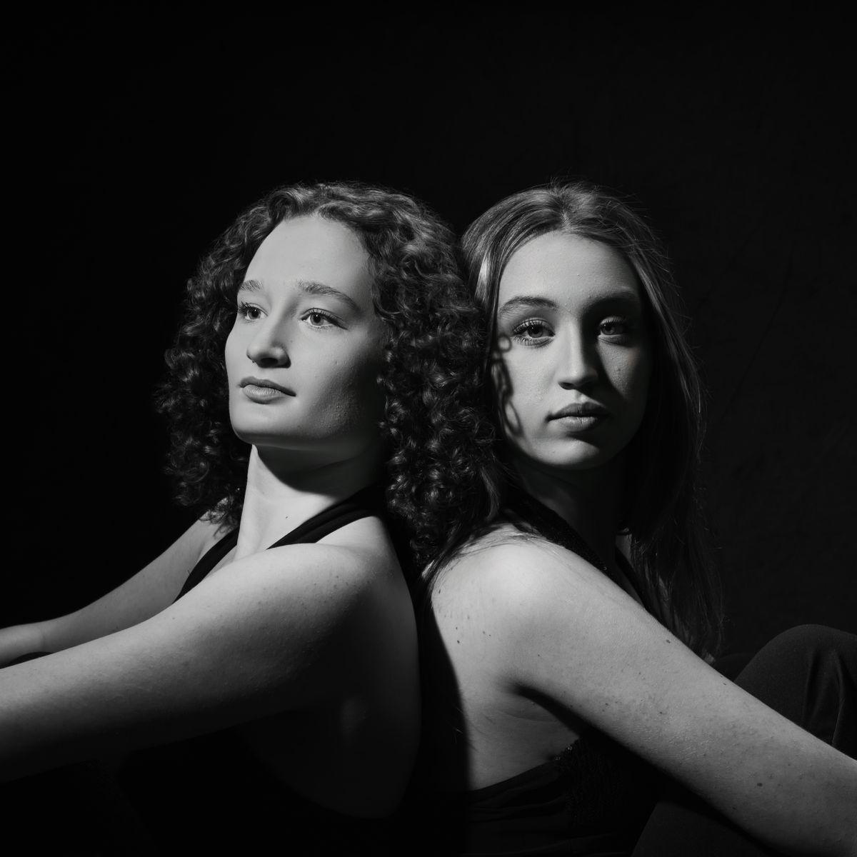 Elegant Black and White Portrait of Two Women · Free Stock Photo