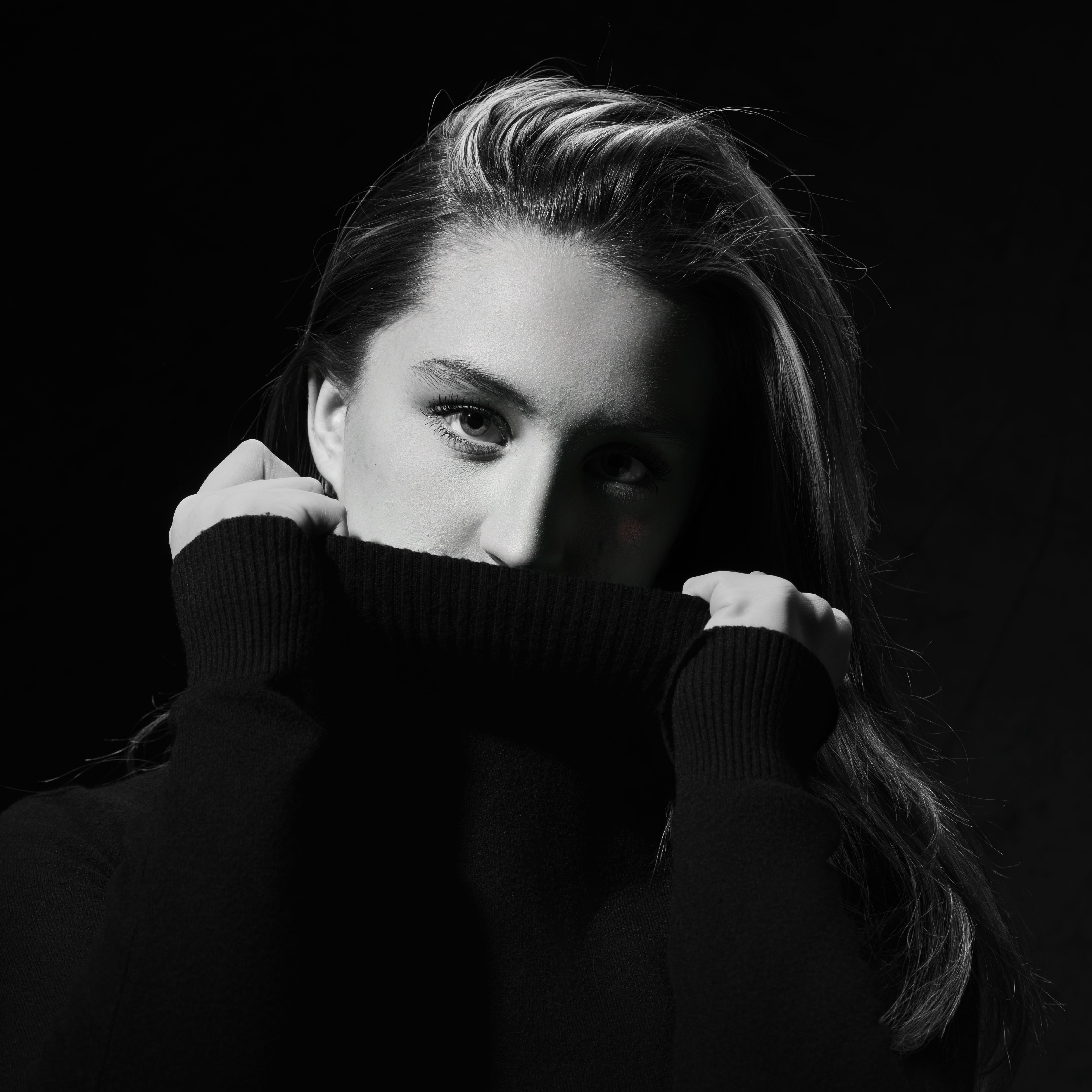 Dramatic Black and White Portrait of a Woman · Free Stock Photo