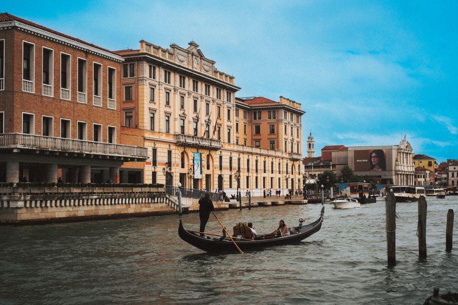 Gondola on the Grand Canal in Venice Italy