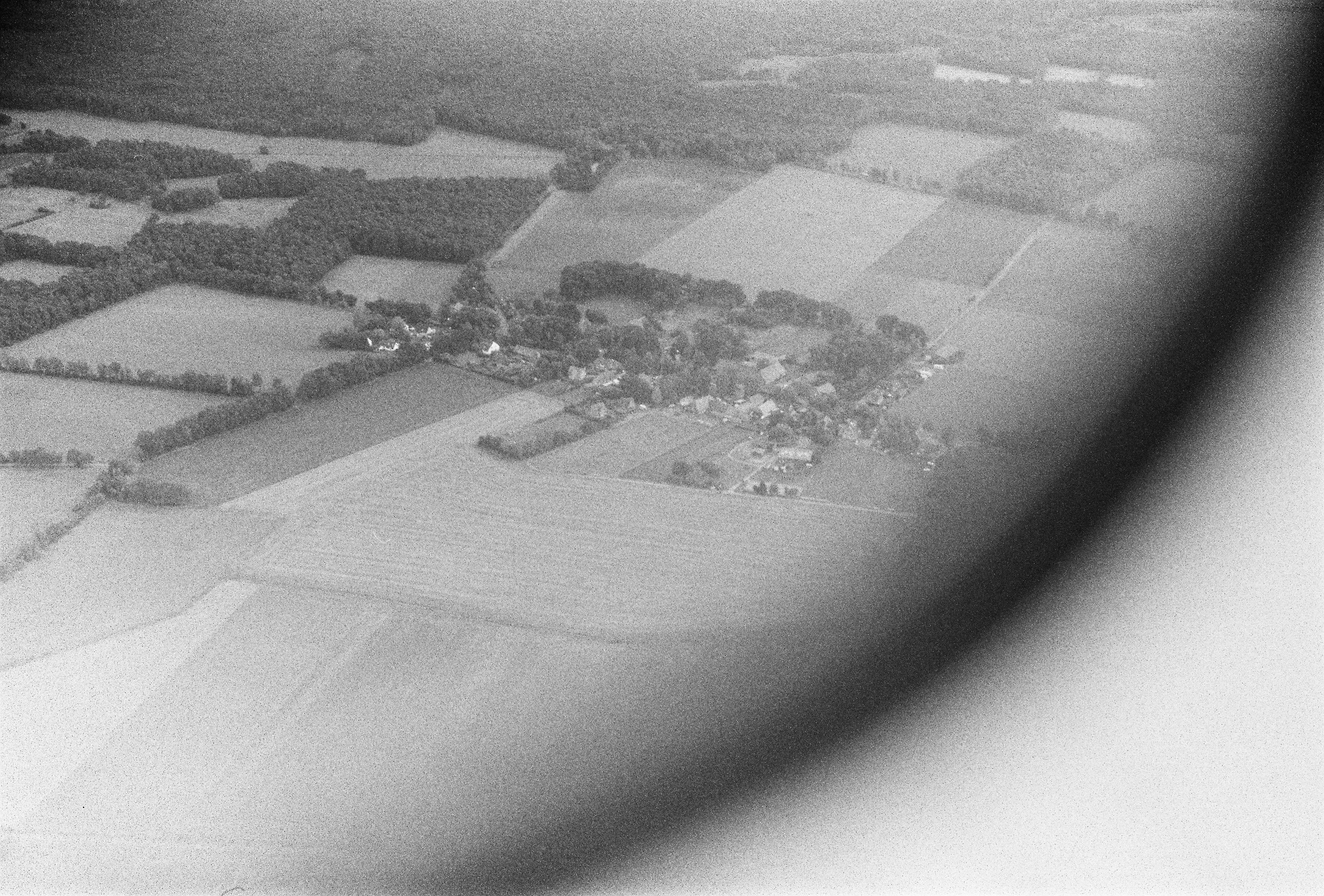 Black and White Aerial View of Countryside Fields · Free Stock Photo