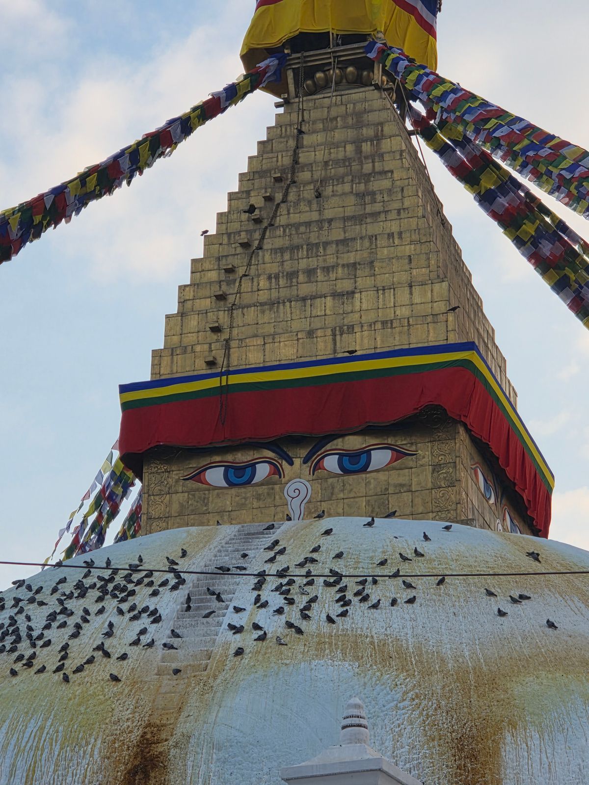 Boudhanath Stupa draped in prayer flags, Kathmandu