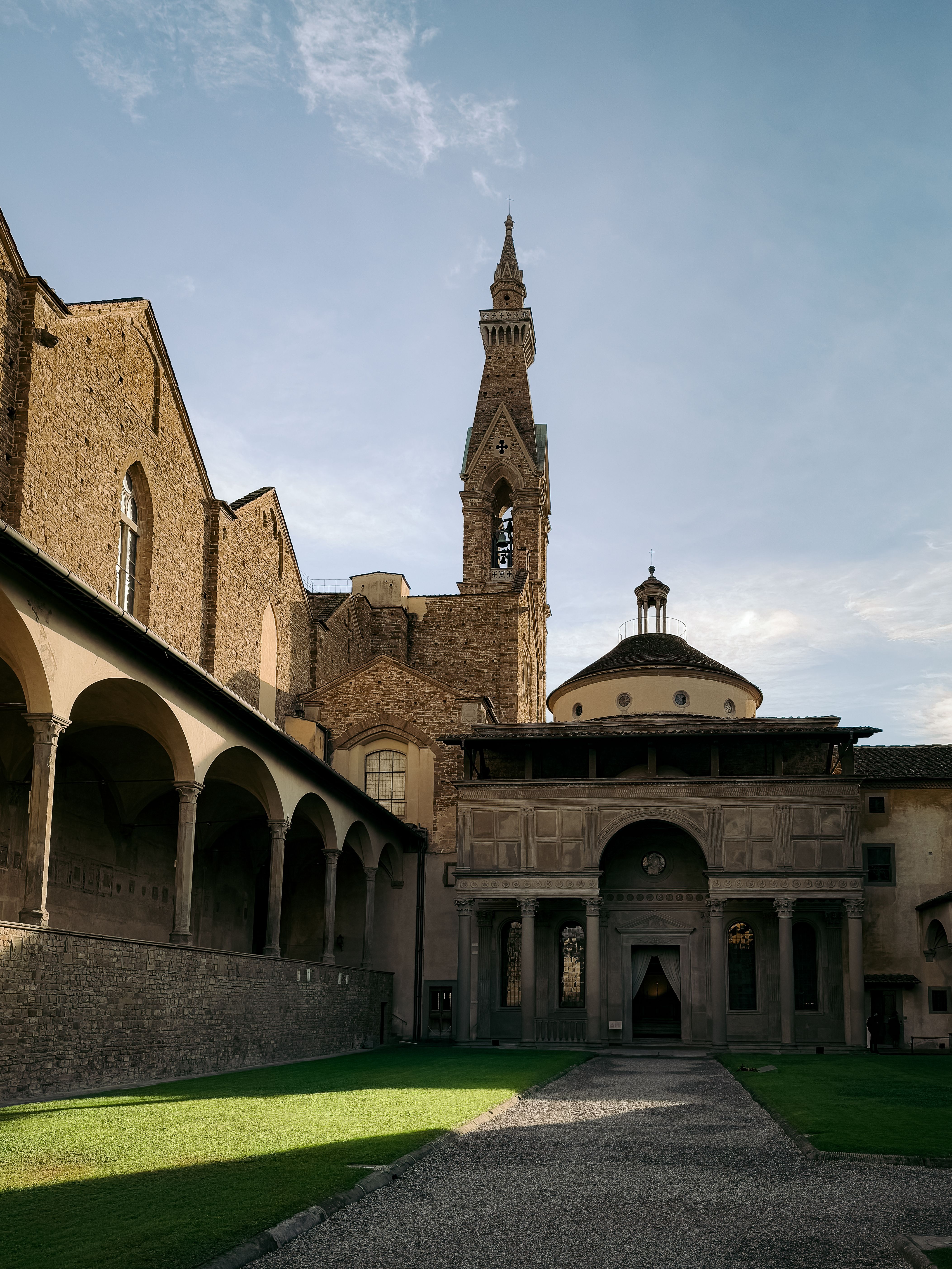 Beautiful historic architecture in Florence, Italy under a clear blue sky.