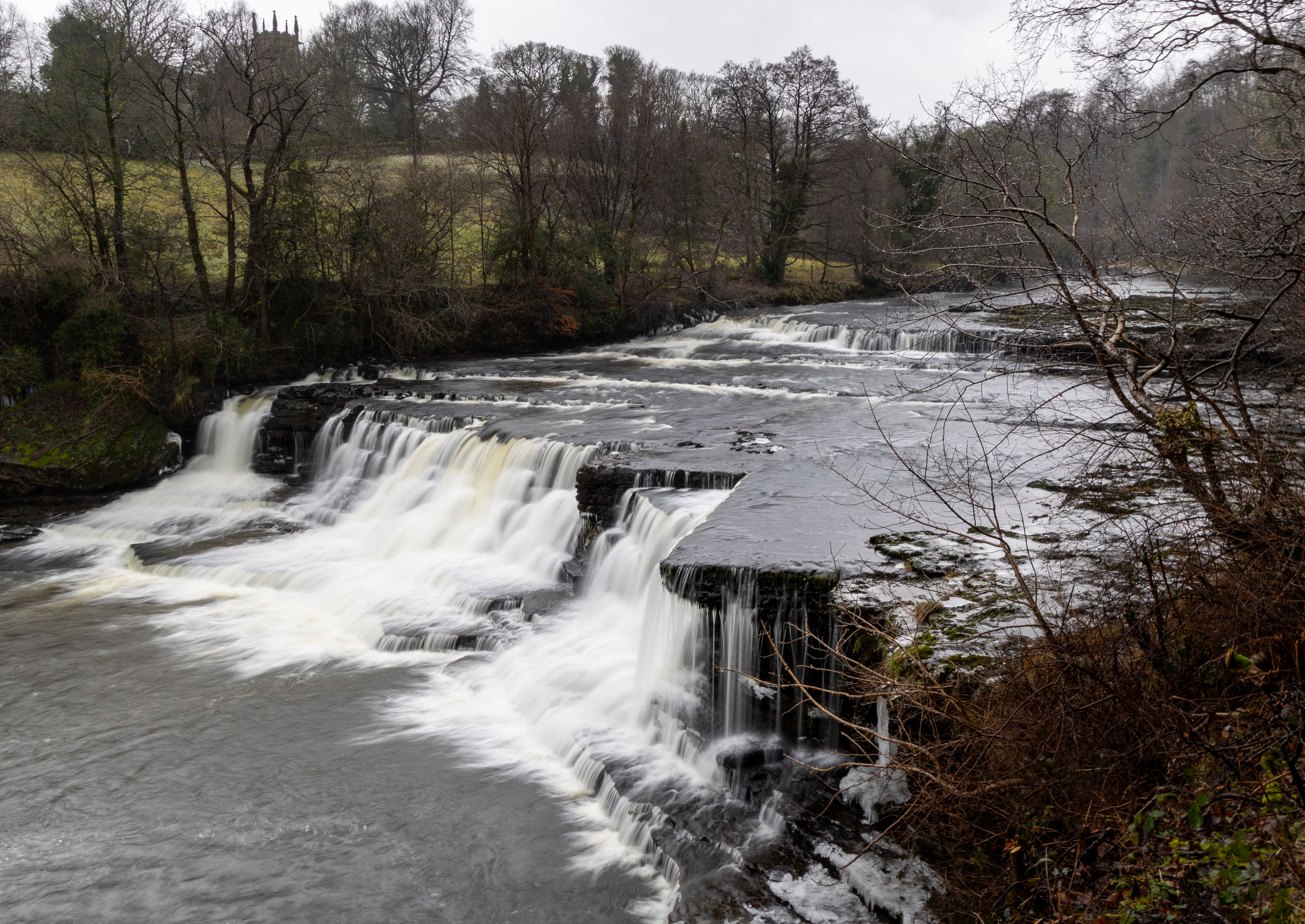 Tranquil Winter Scene At Aysgarth Falls UK Free Stock Photo