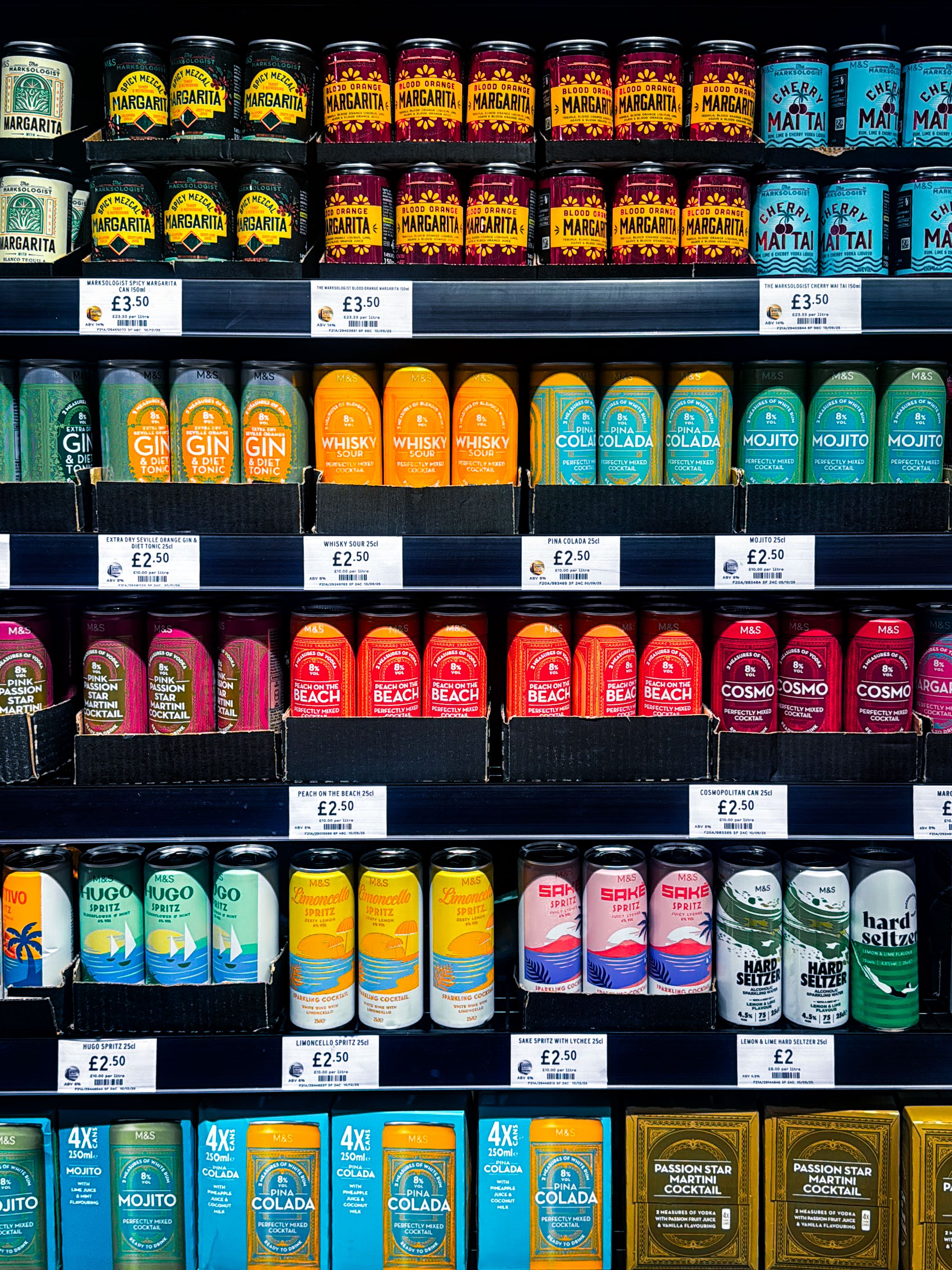 Colorful Beverage Cans Display in Swindon Store · Free Stock Photo