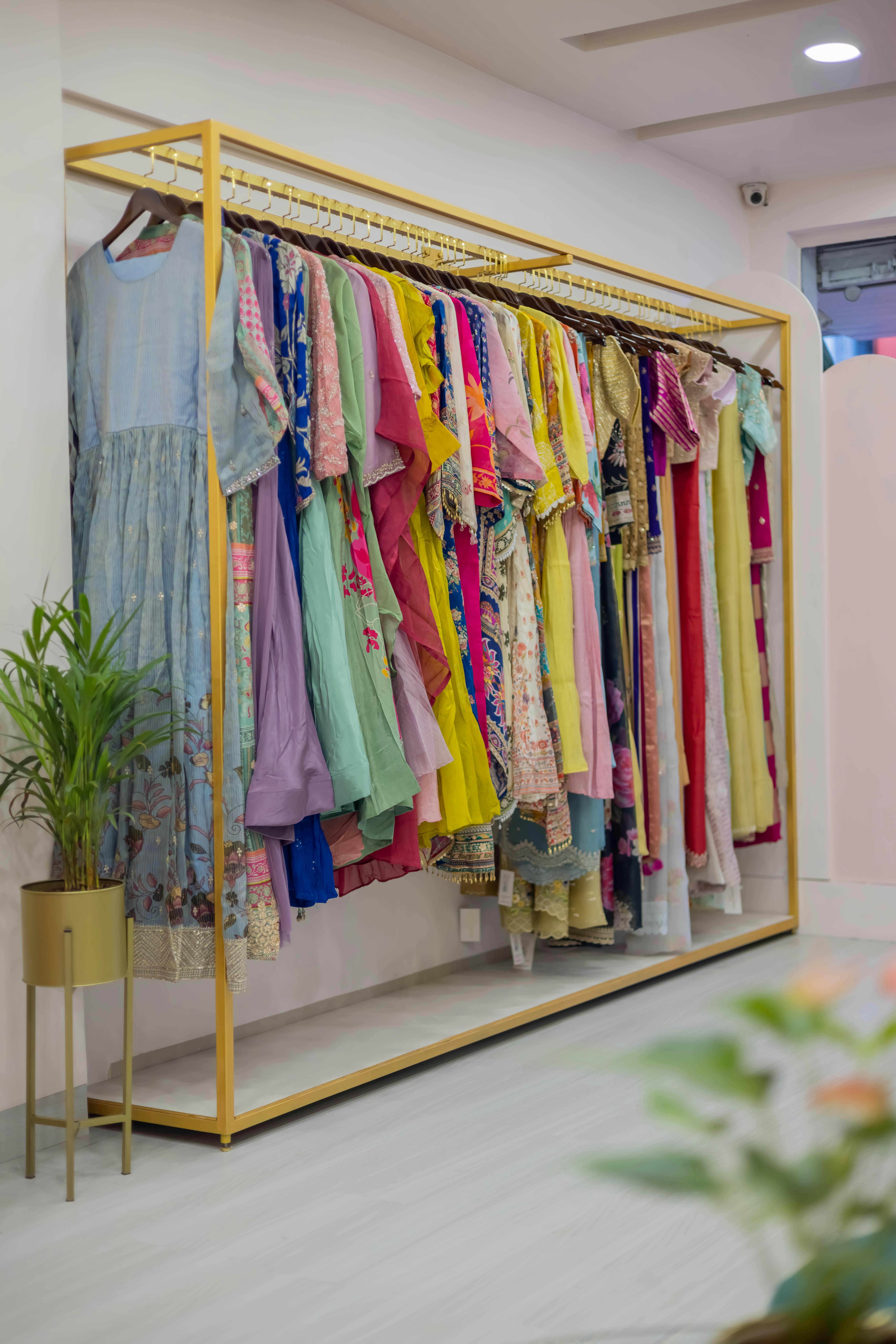 Traditional street market clothing vendor in India