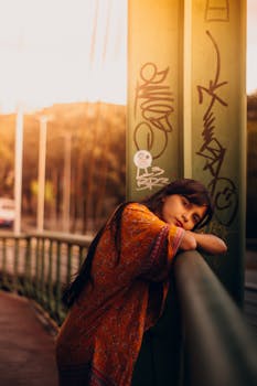 Artistic street portrait of a woman with graffiti in Caracas.