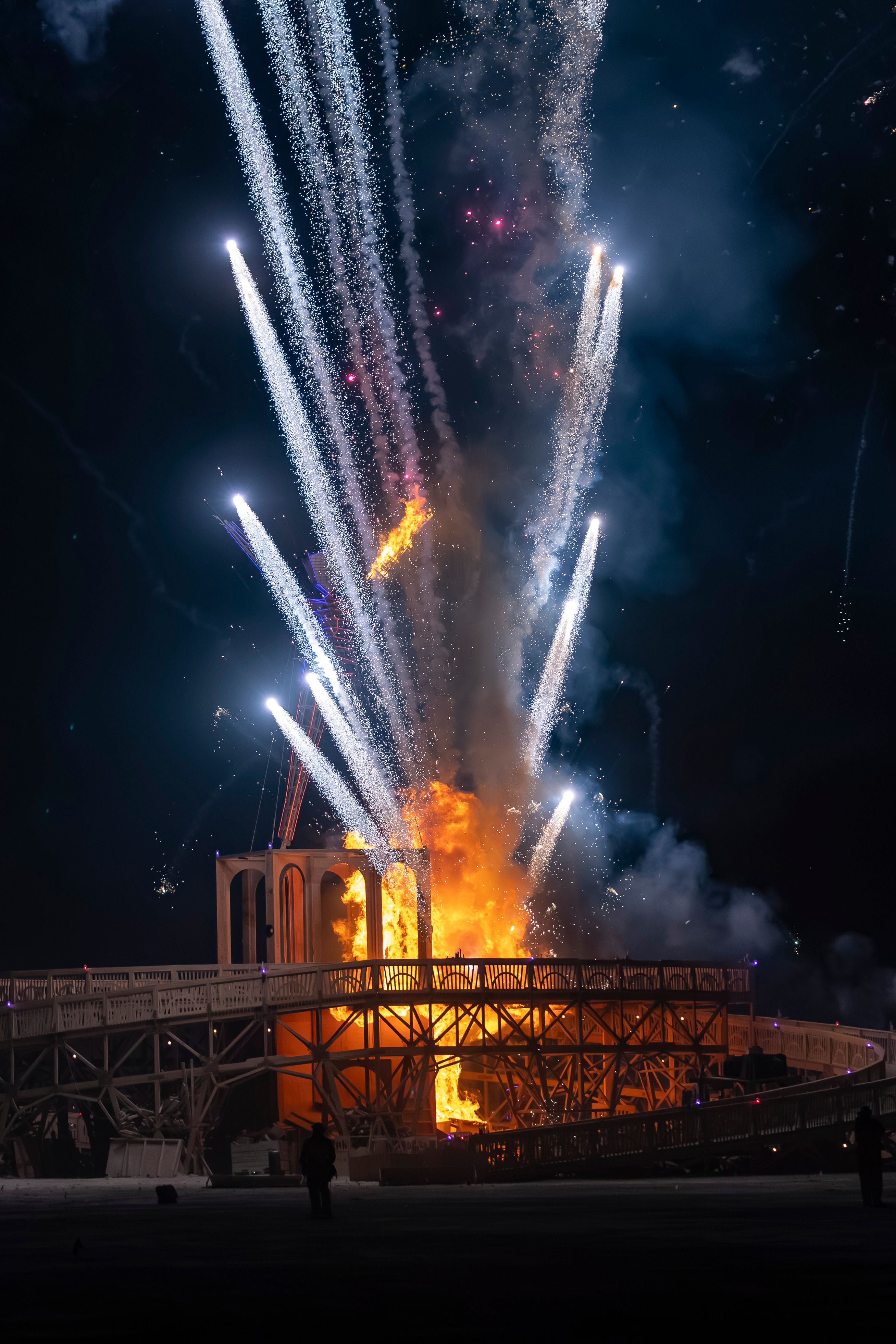 Dramatic Fireworks and Fire at Nighttime Festival · Free Stock Photo