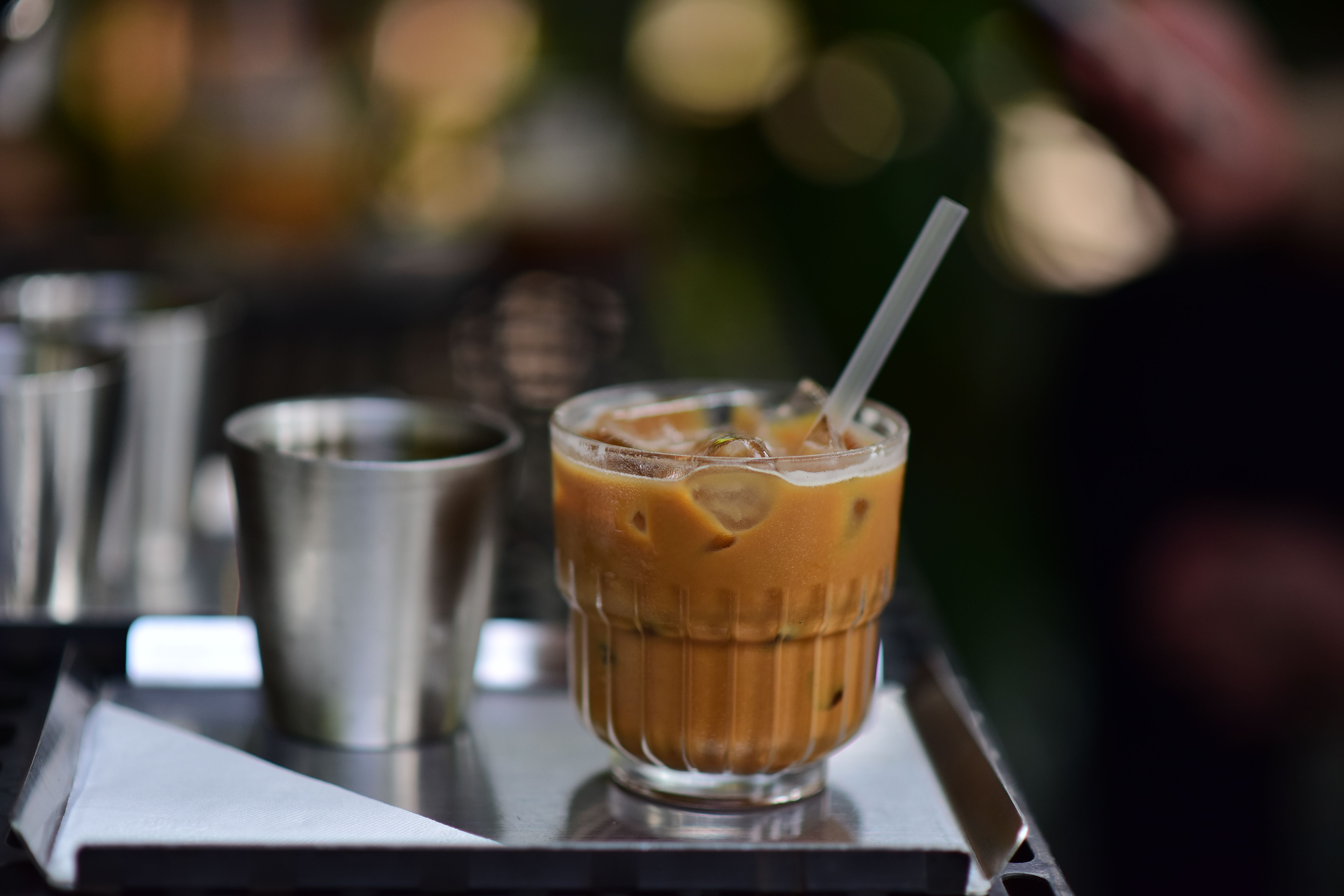 Refreshing iced latte from a local independent coffee shop in Thailand