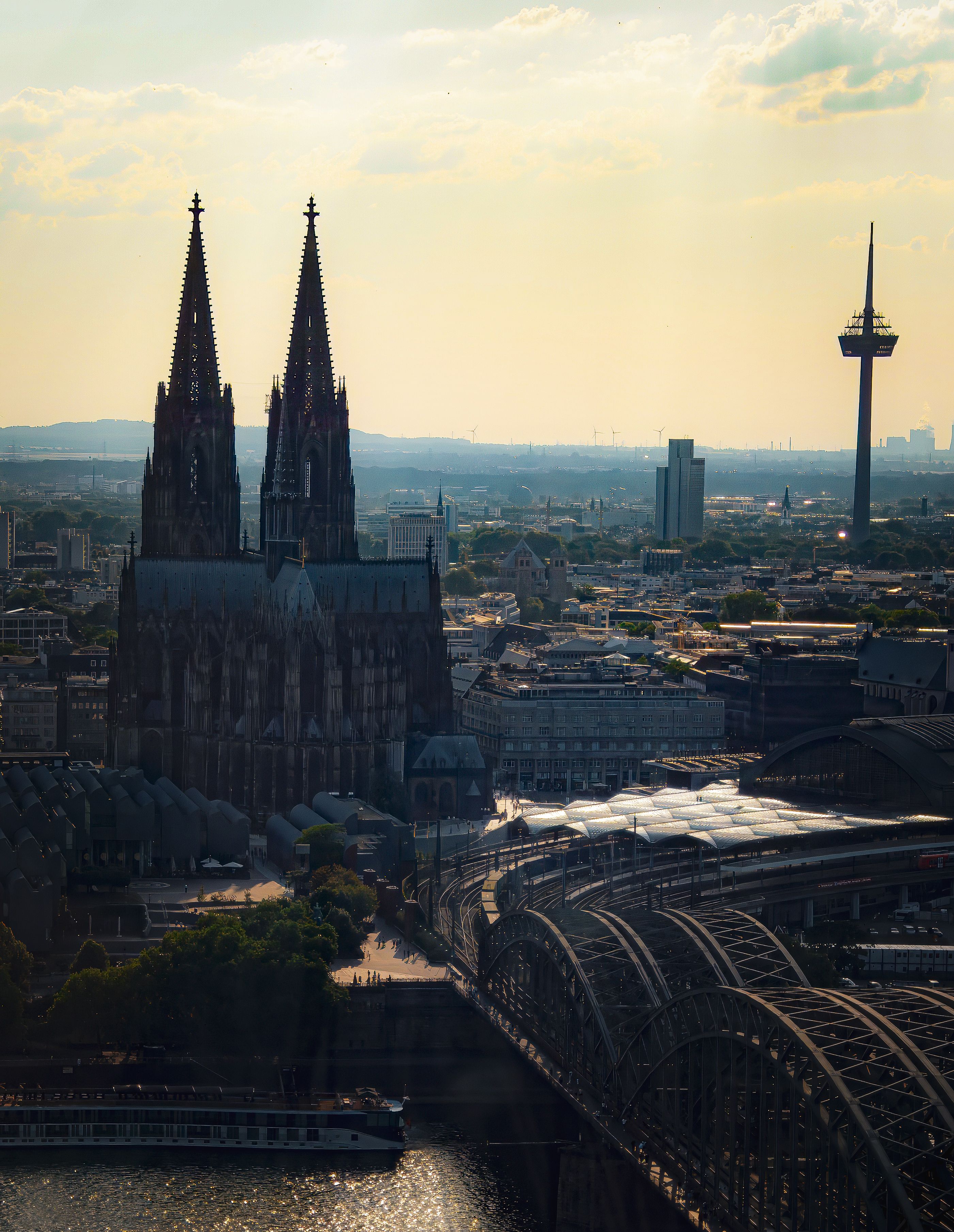 Aerial View of Cologne Cathedral and Rhine River · Free Stock Photo
